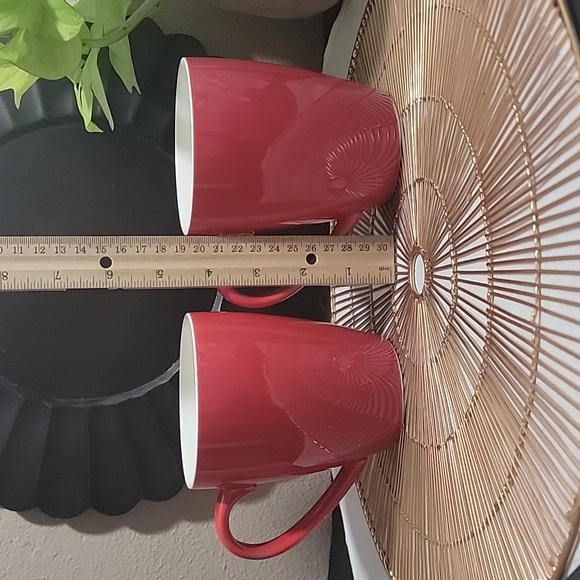Sweese Red Porcelain Coffee Mugs Set Of Four - Picture 3 of 5